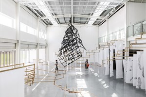 Monika Sosnowska, 'Façade' (2013). Installation view: Sharjah Biennial 13, ‘Tamawuj,’ Sharjah, UAE (10 March–12 June 2017). © Ocula. Photo: Charles Roussel.